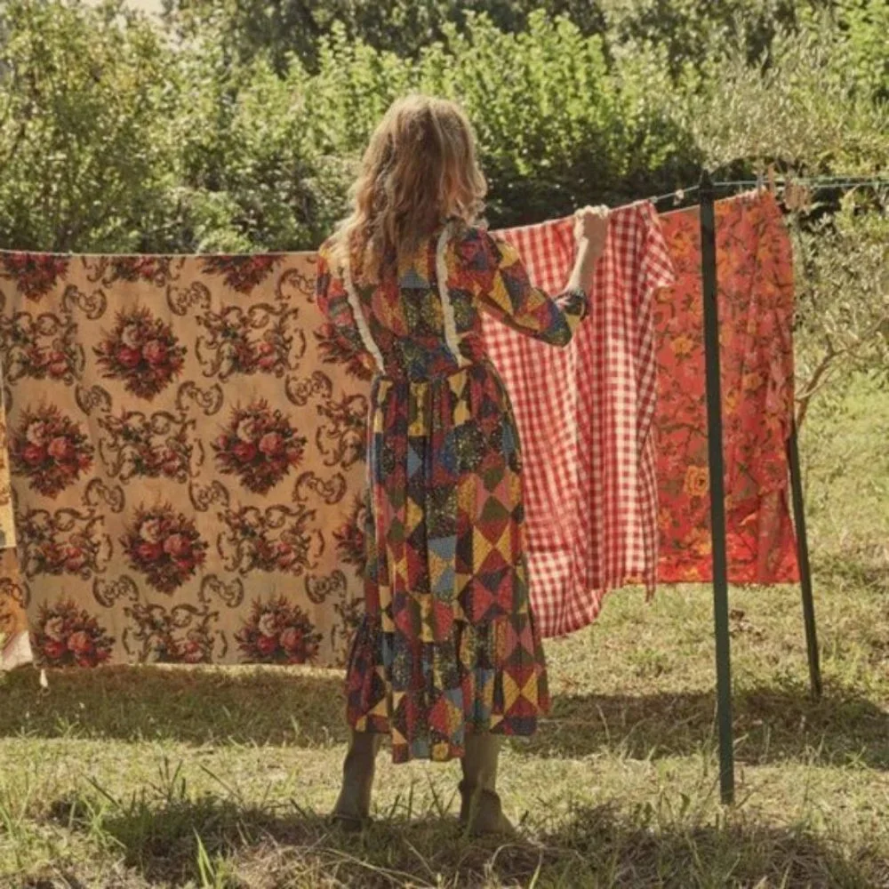 NWT DOEN Nicolette Countryside Patchwork Cotton Praire Maxi Dress sz M - Picture 5 of 15